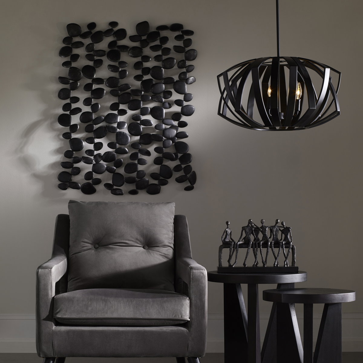 Skipping Stones Forged Iron Wall Art, Sculptural Wall Art by Uttermost, 33.5" width x 41.25" height x 3.25" depth View 2