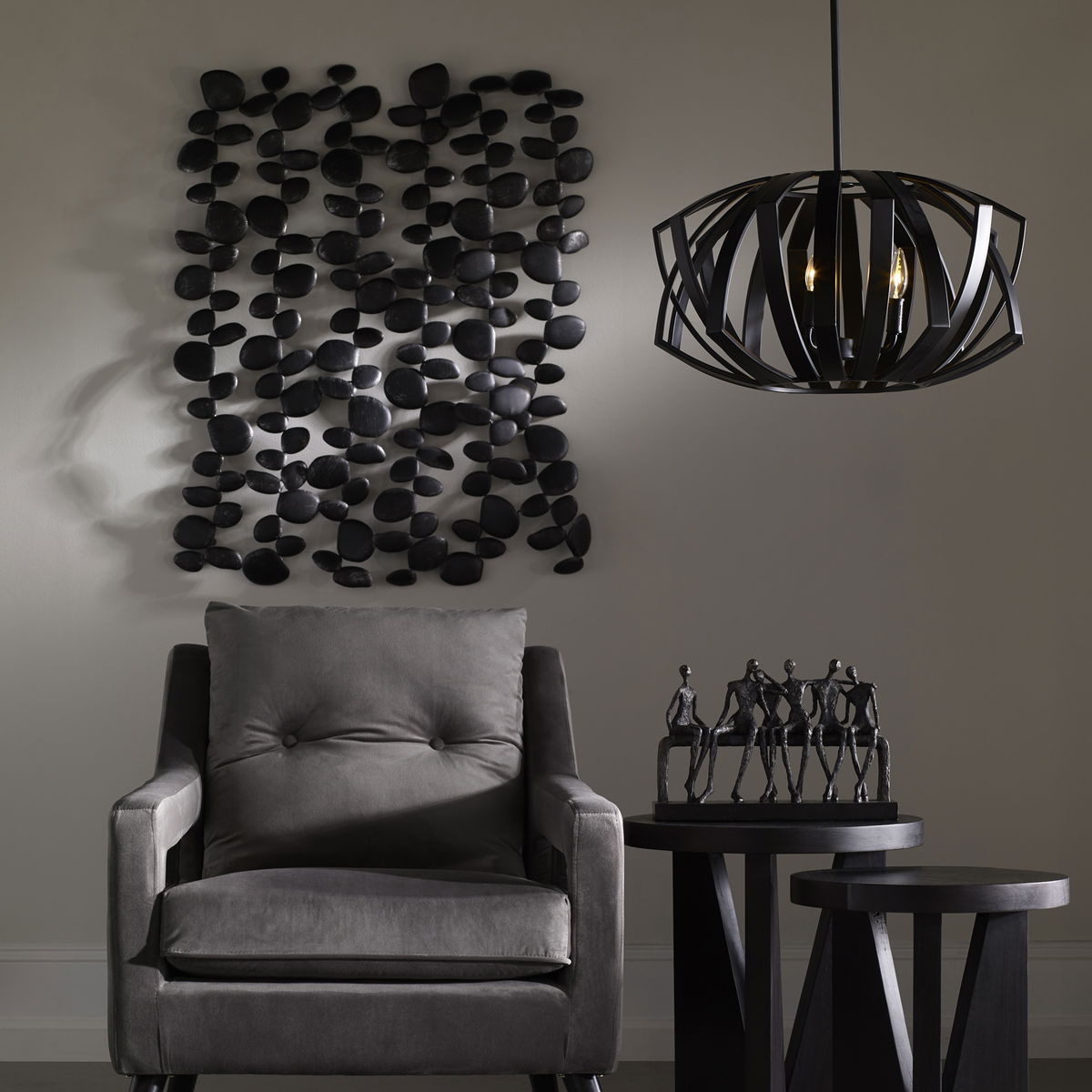 Skipping Stones Forged Iron Wall Art, by Uttermost, 33.5" width x 41.25" height x 3.25" depth View 2