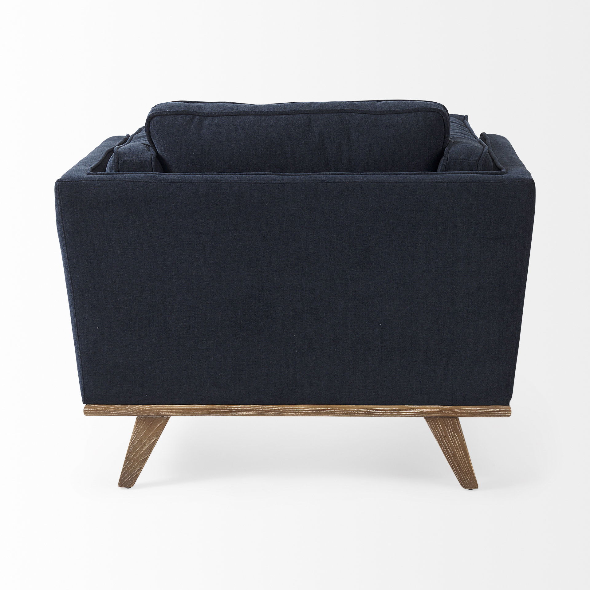 Brooks  Navy Blue Fabric Chair with Medium Brown Wooden Legs large image 