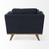 Brooks  Navy Blue Fabric Chair with Medium Brown Wooden Legs thumbnail 6