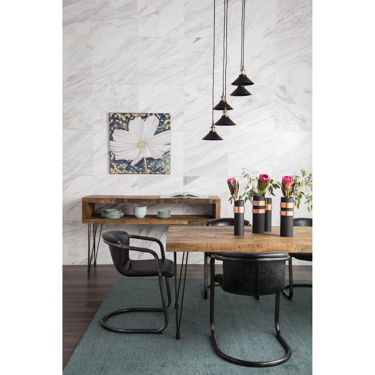 Freeman Dining Chair Onyx Black Leather - Set Of Two, by Moe's Home, 21" width x 30" height x 24" depth View 9