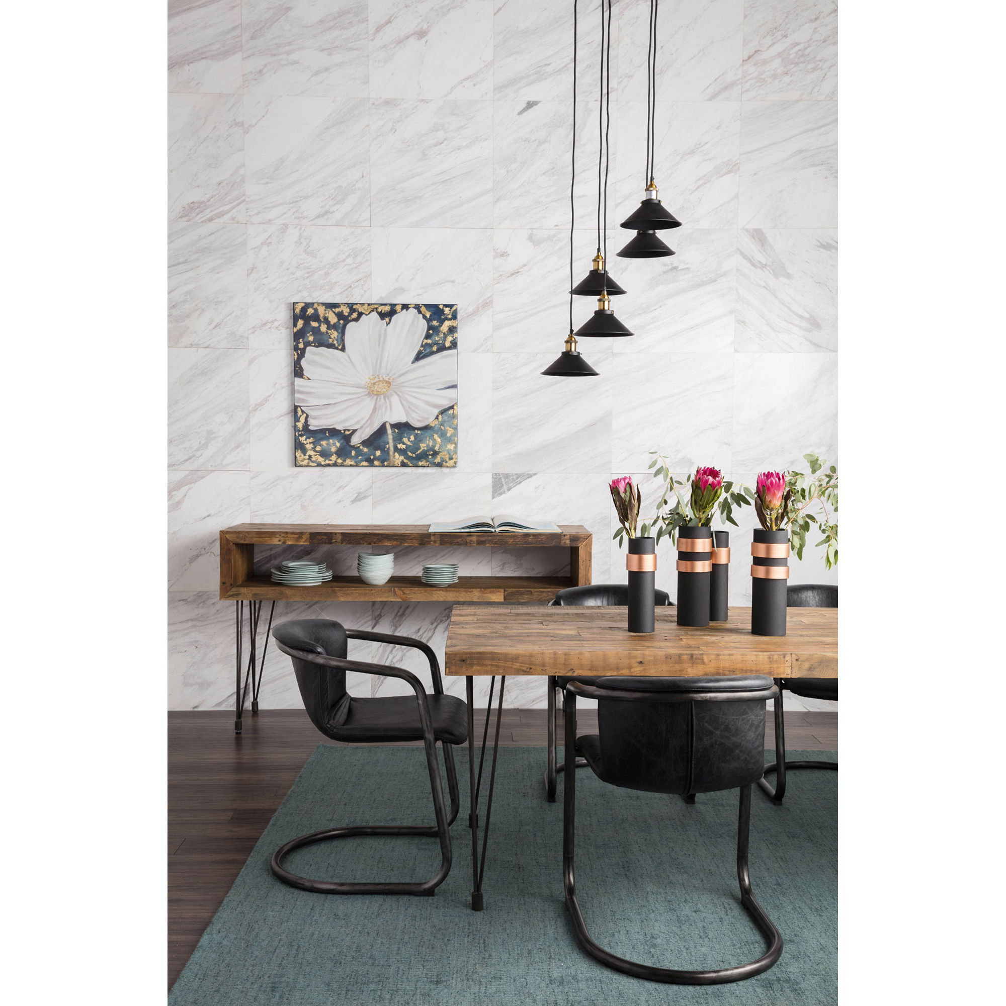 Freeman Dining Chair Onyx Black Leather - Set Of Two large image 