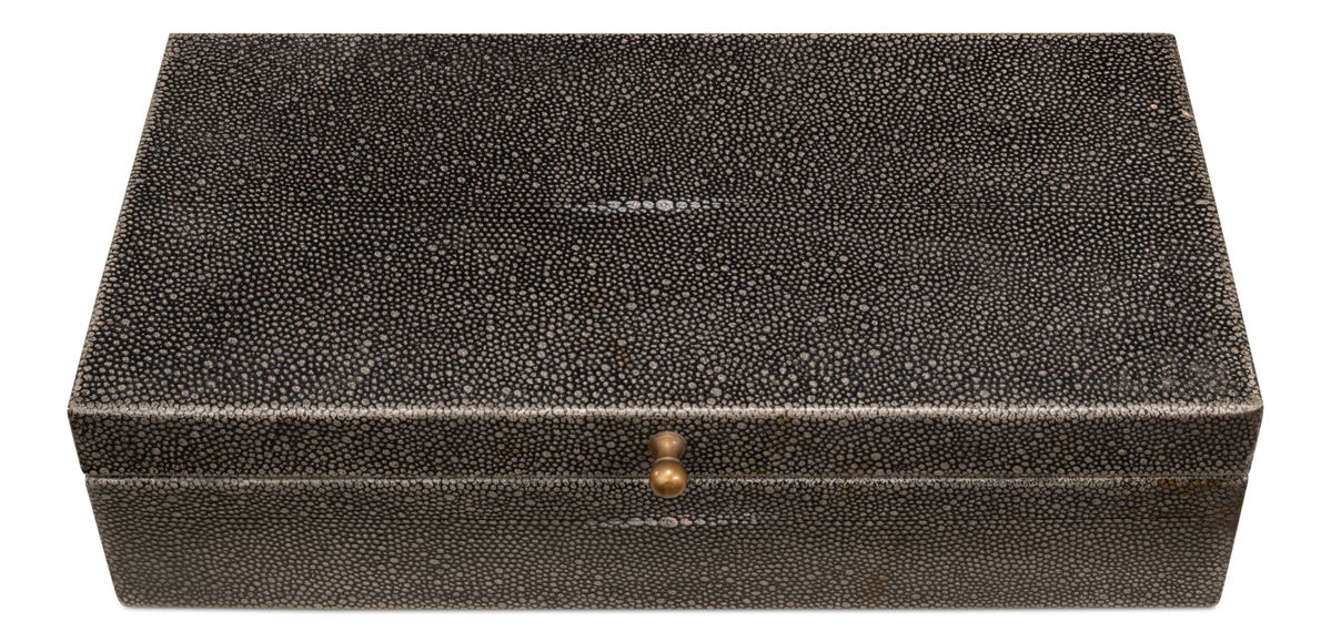 Gatsburg  Shagreen Box  Ant.Grey S/2, by Sarreid, 6" length x 1' width x 3" height View 10