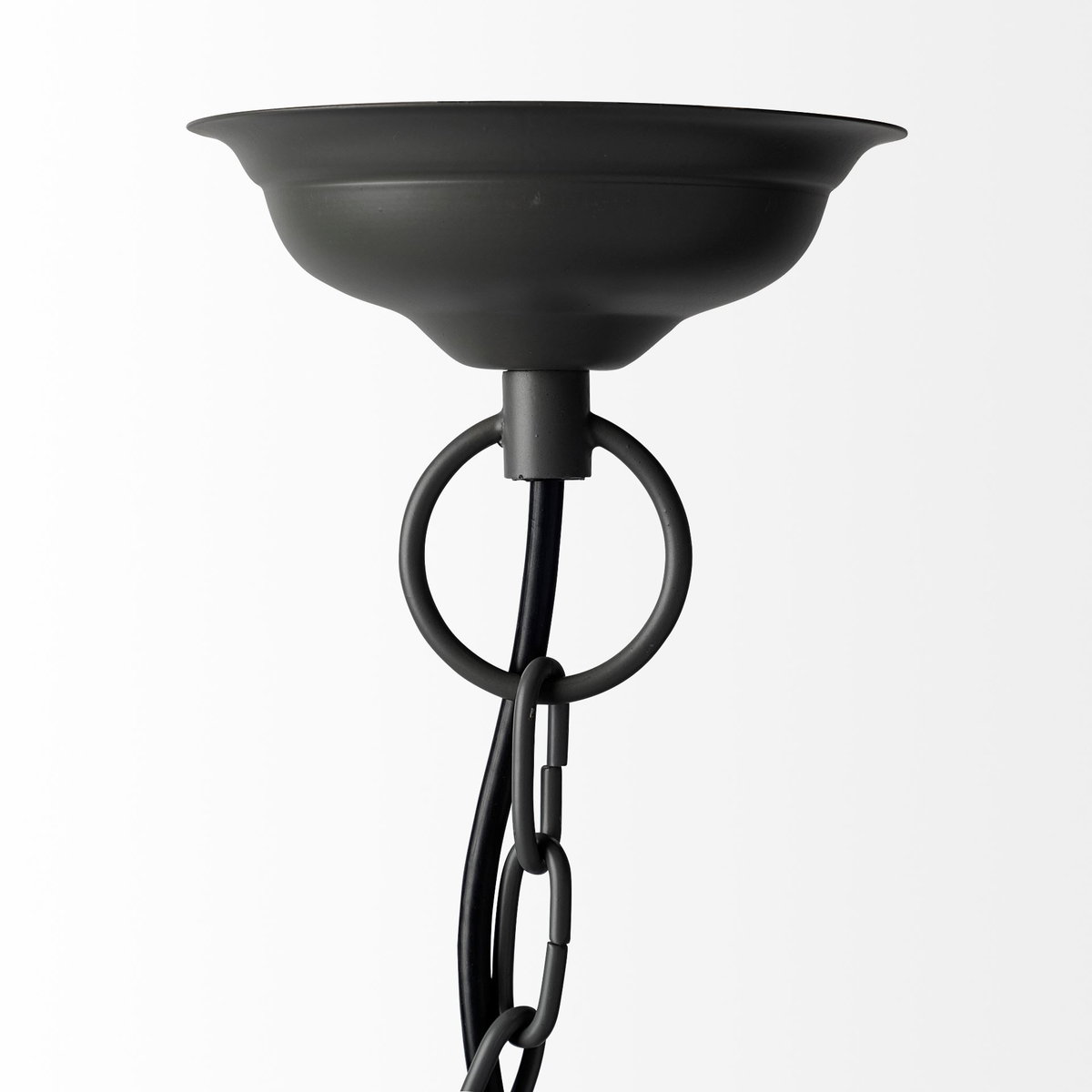 Camila (40'x31') Black Metal Mesh-Style Four Bulb Chandelier, by Mercana, 40" length x 40" width x 31" height View 4