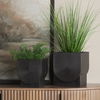 Medina Antiqued Black Metal Planters  (Set of 2), by Mercana, 9.45" length x 9.45" width x 11.02" height thumbnail 2