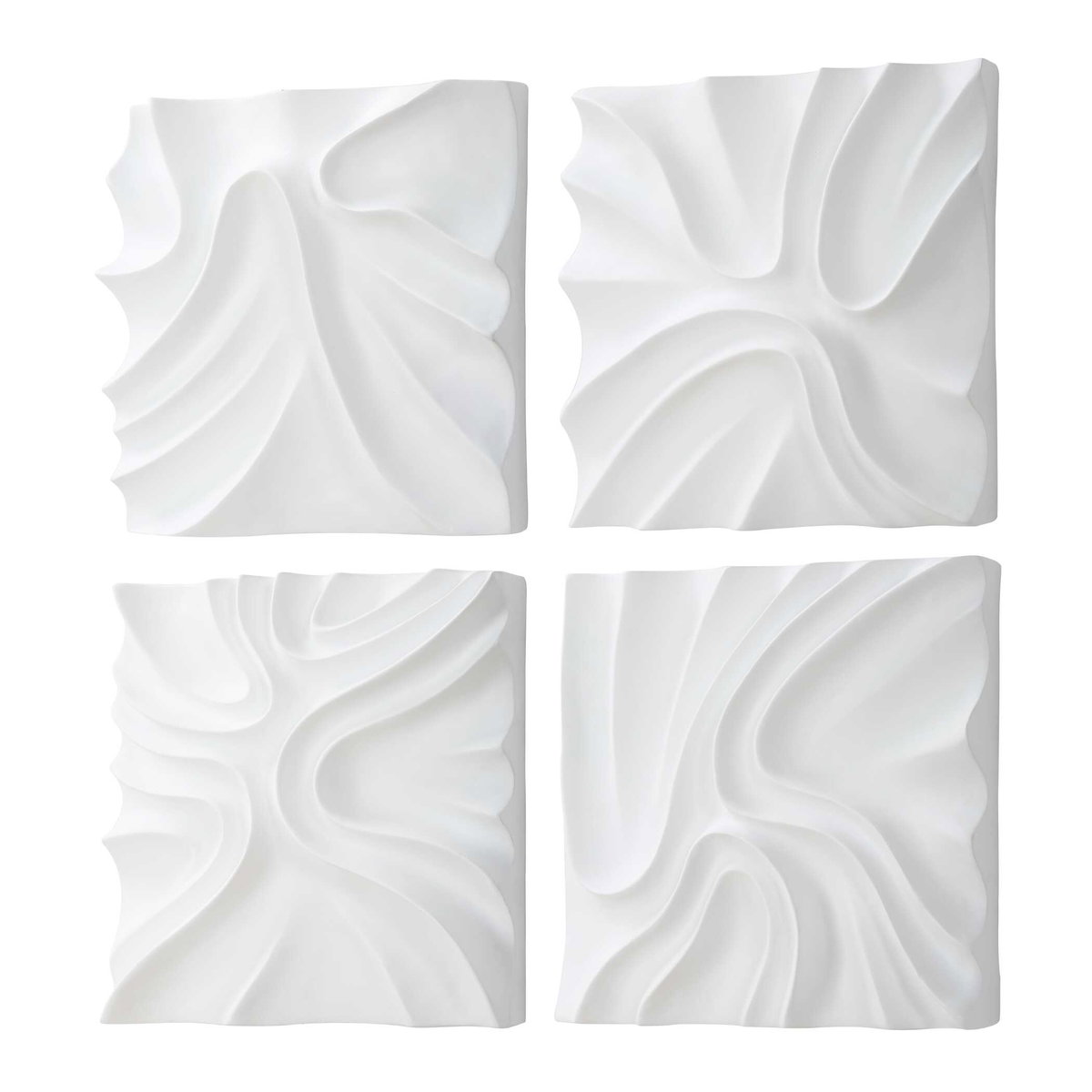 Snowdrift Sculpted White Wall Decor Set/4, Sculptural Wall Art by Uttermost, 15.25" width x 15.25" height x 3" depth View 5
