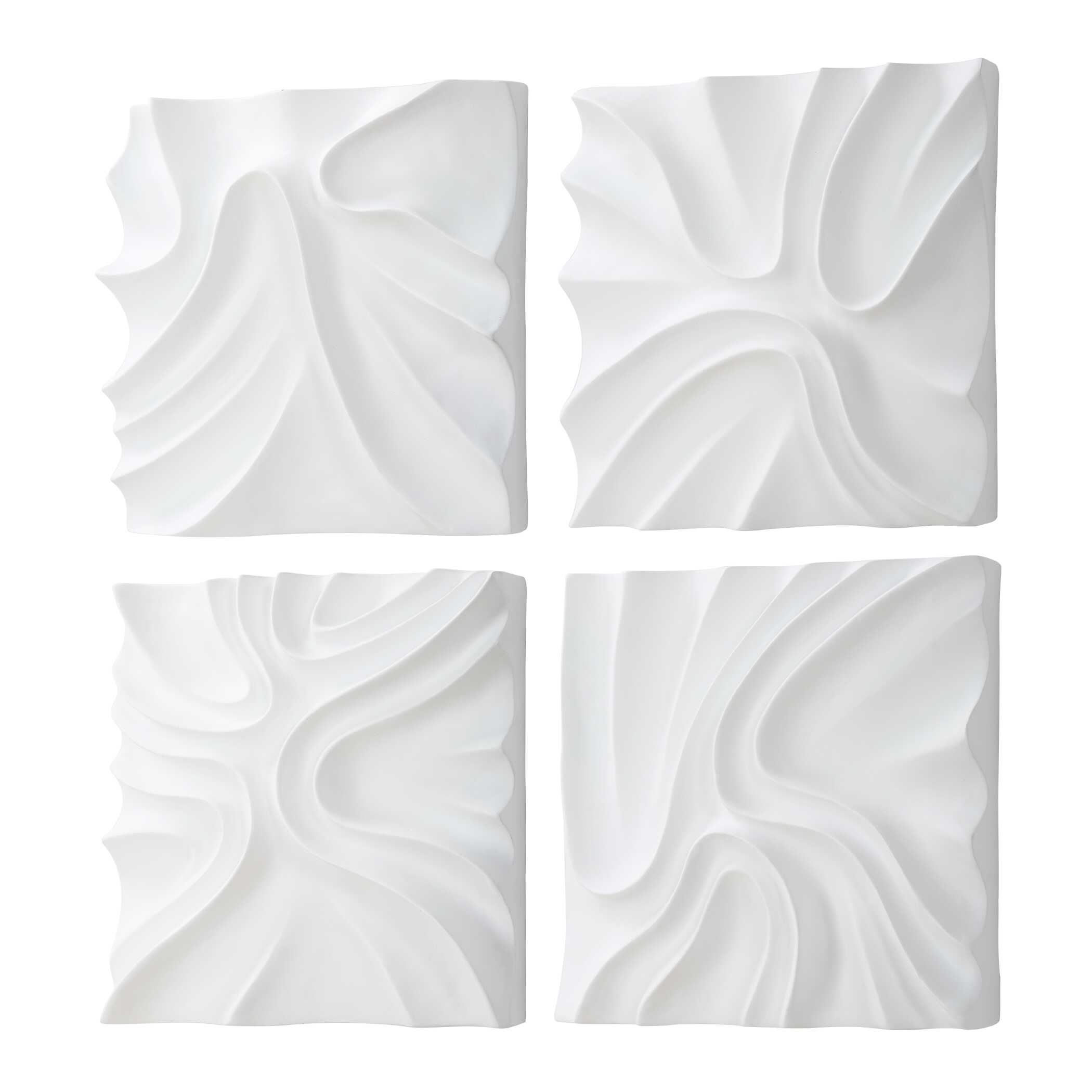Snowdrift Sculpted White Wall Decor Set/4 large image 