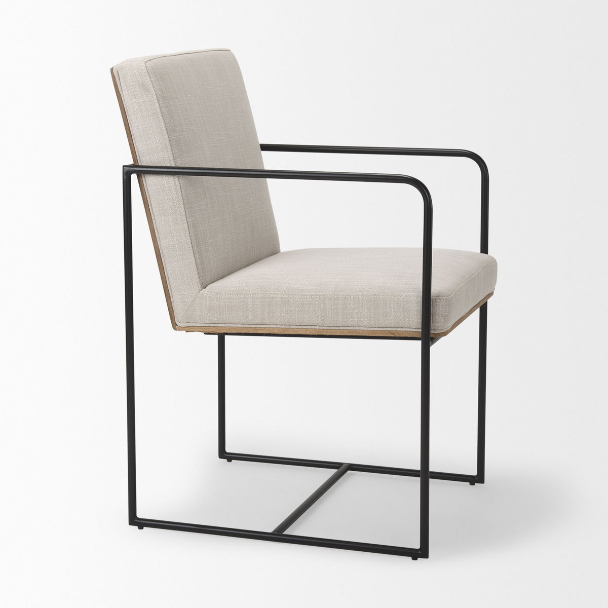 Stamford High-Back Dining Side Chair | Beige Linen with Black Metal, Dining Chair by Mercana, 25" length x 20.5" width x 36" height View 8