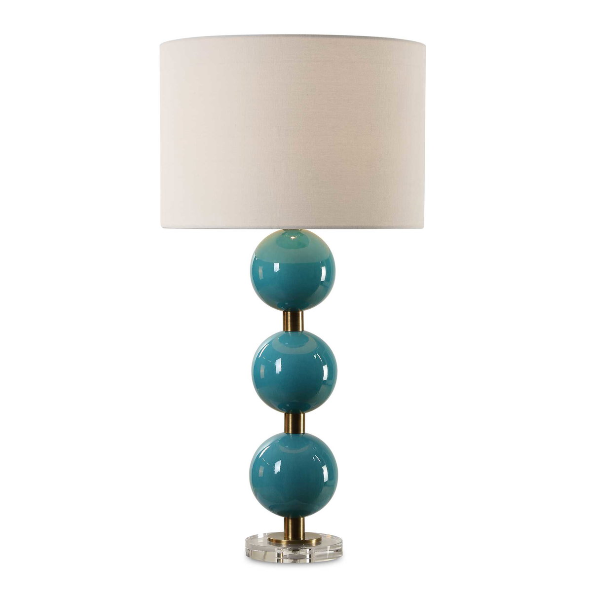 Palawan Blue Glaze Table Lamp, by Uttermost, 17" width x 31.25" height x 17" depth View 1