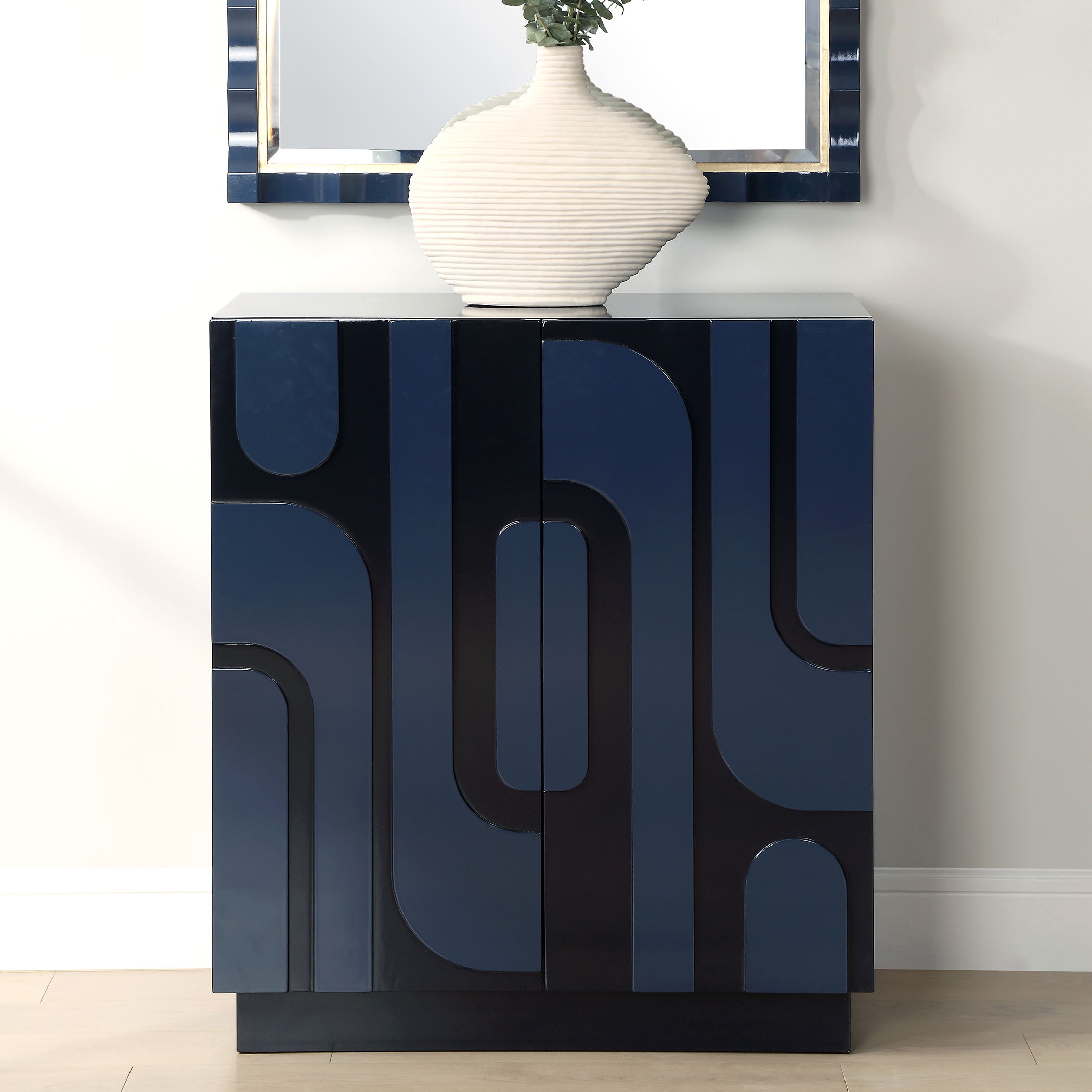 Valeria 2 Door Glossy Blue Cabinet large image 