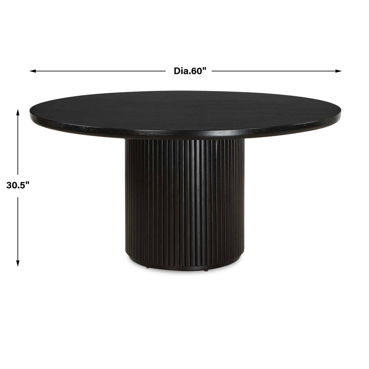 Hersch Round Black Dining Table, by Uttermost, 60" width x 30.5" height x 60" depth View 3