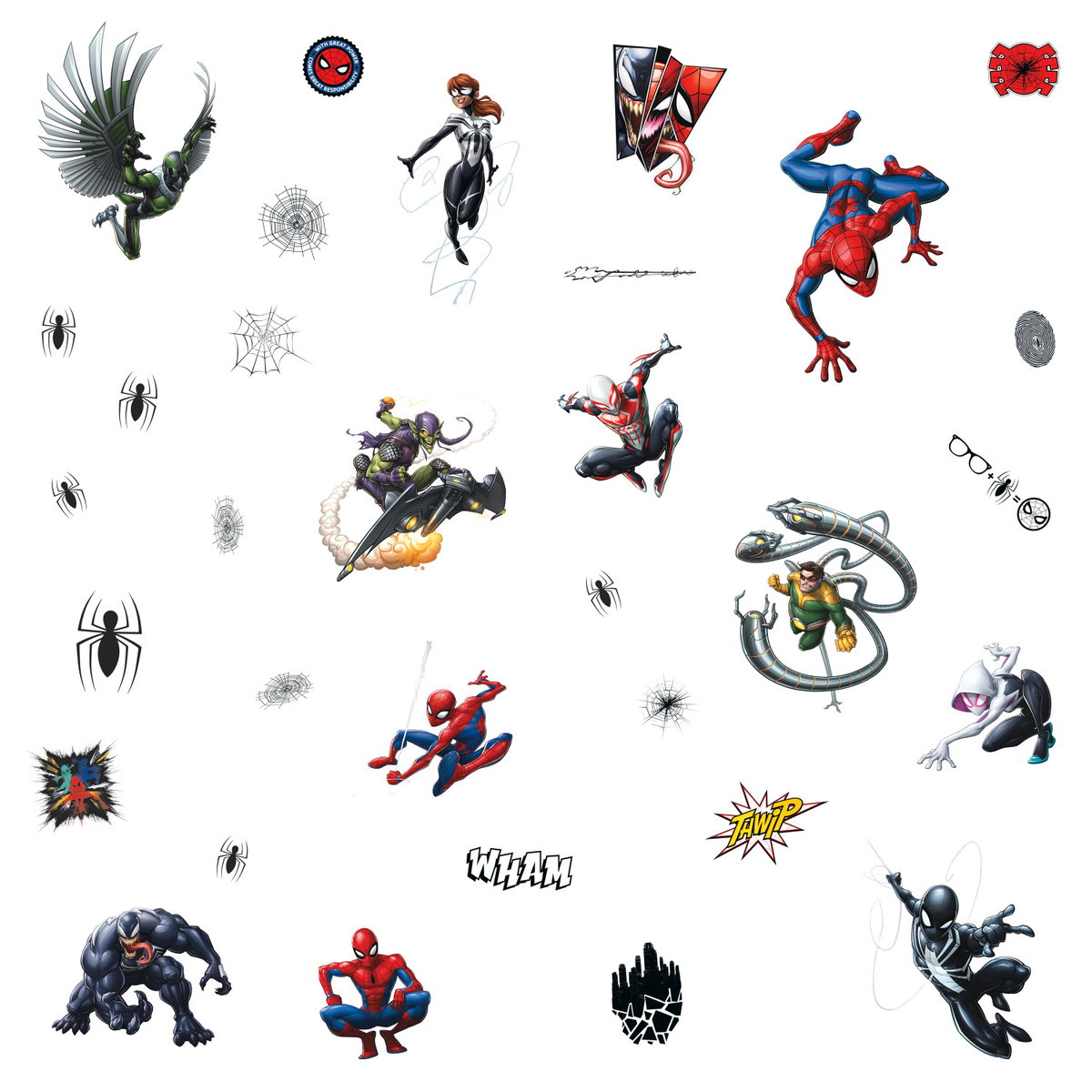 Spider-Man Favorite Characters Wall Decals, by York Wall, 1'4.8" length x 9" width x 1.33" depth