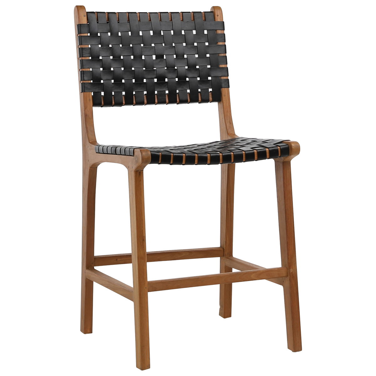 Dale Counter Stool Black Leather Nat Frame, Counter & Bar Stool by Dovetail, 20" width x 41" height x 22.25" depth View 1