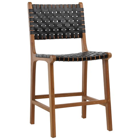 Dale Counter Stool Black Leather Nat Frame