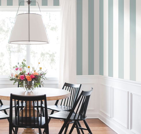 Awning Stripe Light Grey Wallpaper