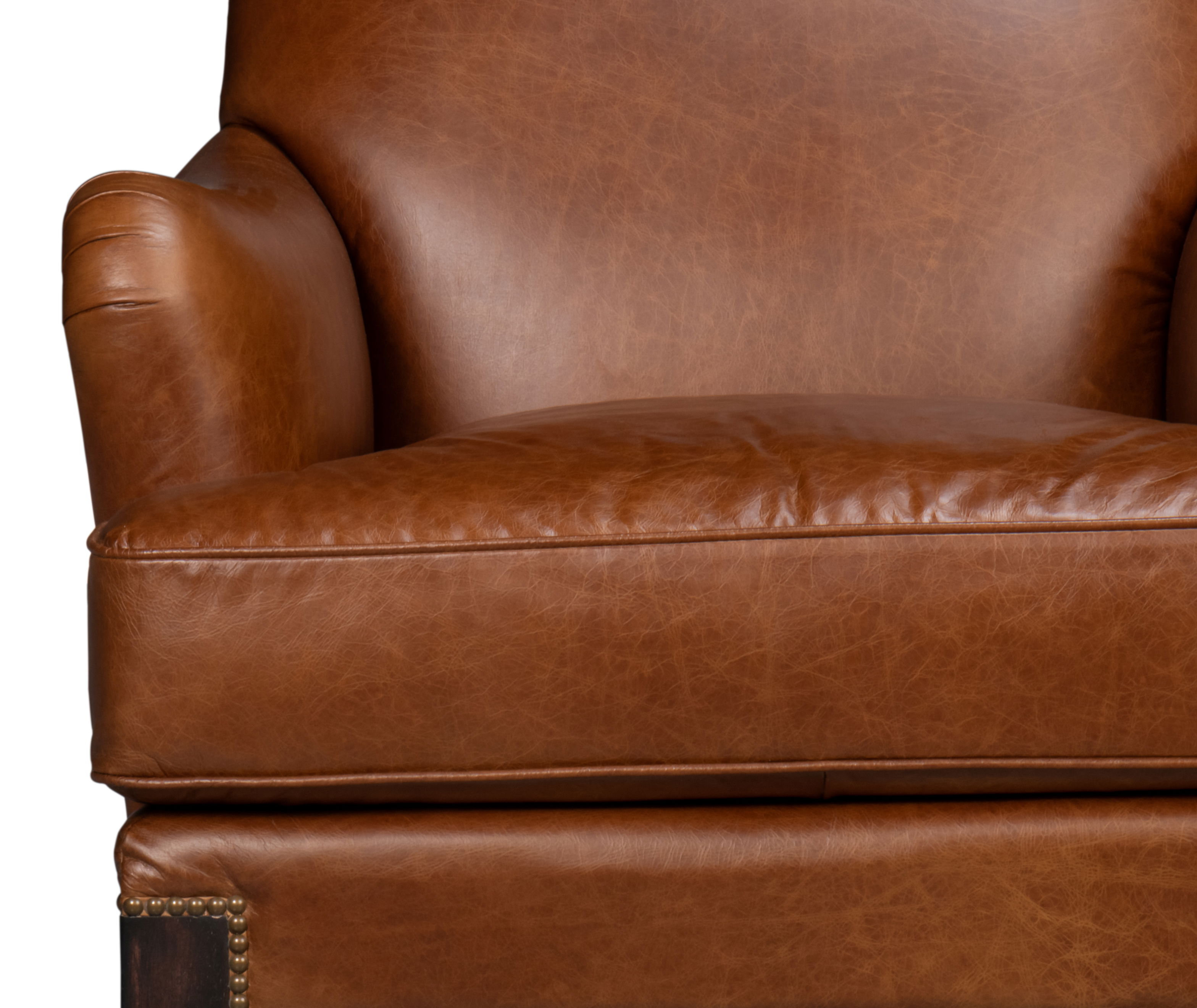 Gaston Distilled Leather Chair, Brown, Seating by Sarreid, 45659" length x 40" width x 38" height View 12