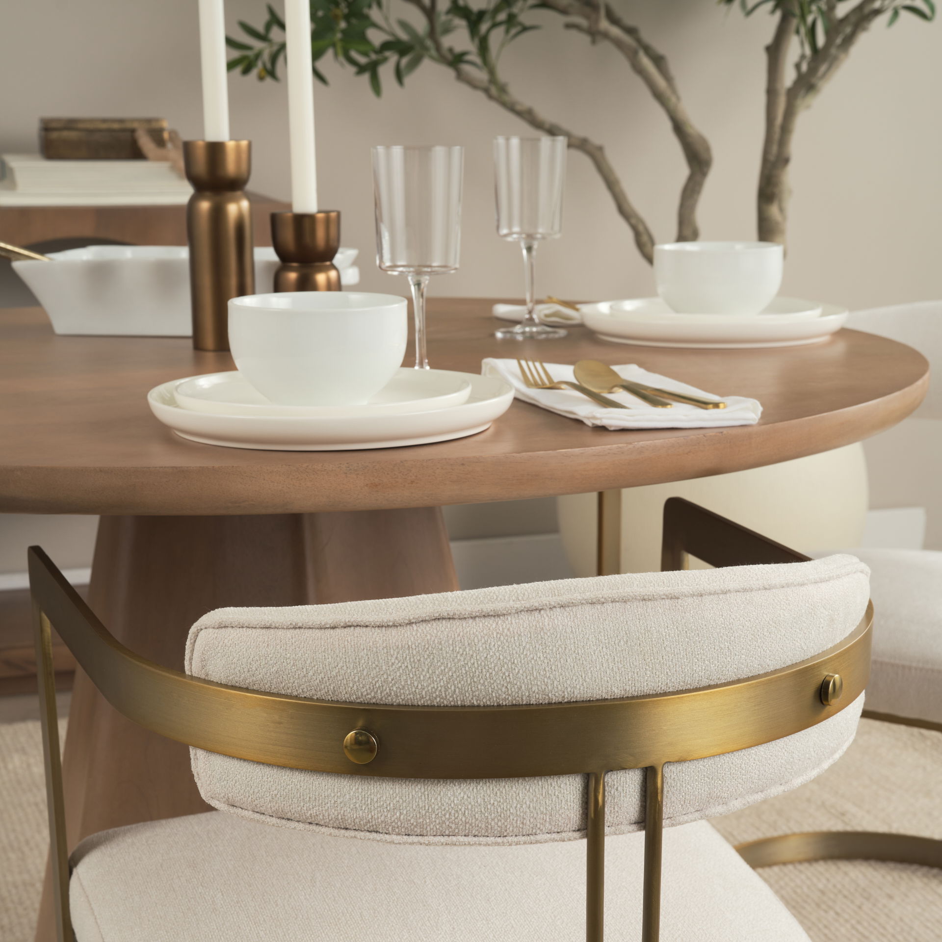 Hollyfield II Cream Fabric Seat with Gold Iron Frame Dining Chair large image 