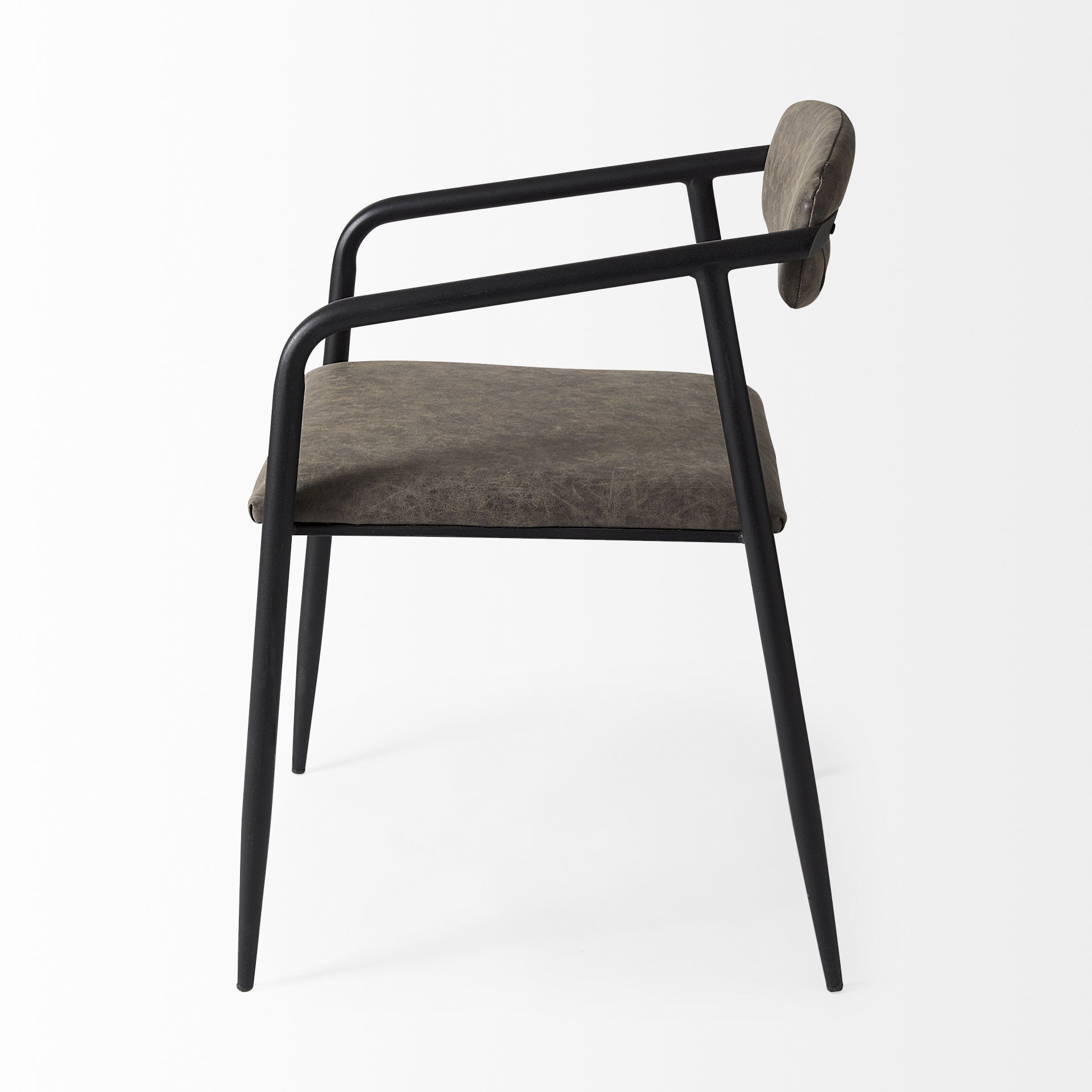 Langston Brown Faux-Leather Seat Black Iron Frame Dining Chair large image 