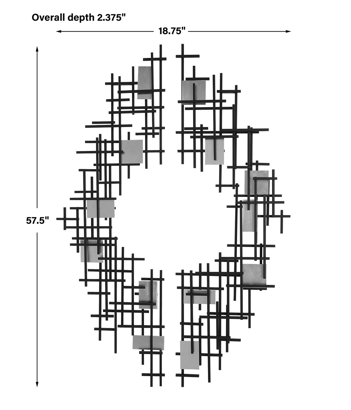 Reflection Metal Grid Wall Decor Set/2, Art by Uttermost, 18.75" width x 57.5" height x 2.37" depth View 3
