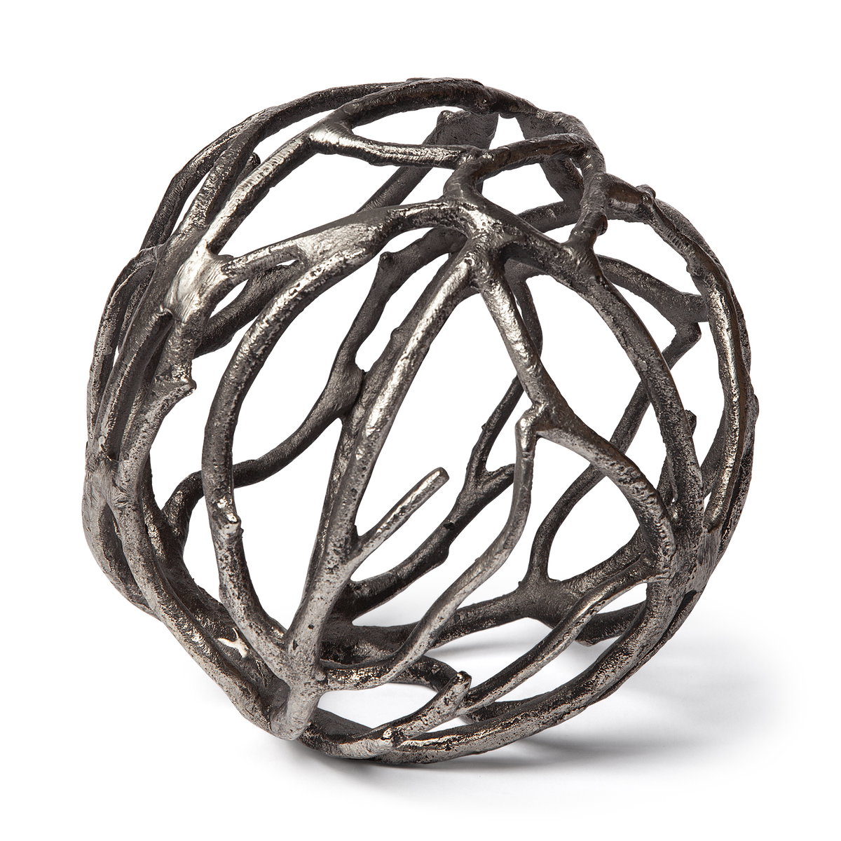 Sphaira II Large 7L x 7W Silver Cast Aluminum Decorative Tree Branch Orb, Decorative Object by Mercana, 7" length x 7" width x 7" height View 1