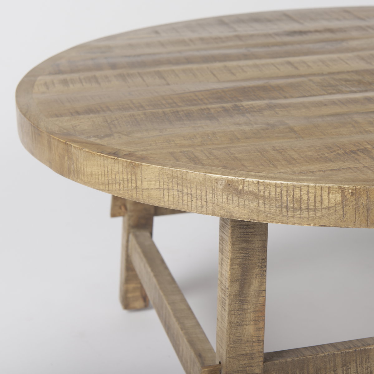Rosie   Round Medium Brown Wood Coffee Table, by Mercana, 36" length x 36" width x 16" height View 7