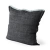 Malia 20x20 Black and Teal Fabric Fringed Pillow Cover, Decorative Pillow by Mercana, 20" length x 20" width x 0.2" height thumbnail 1