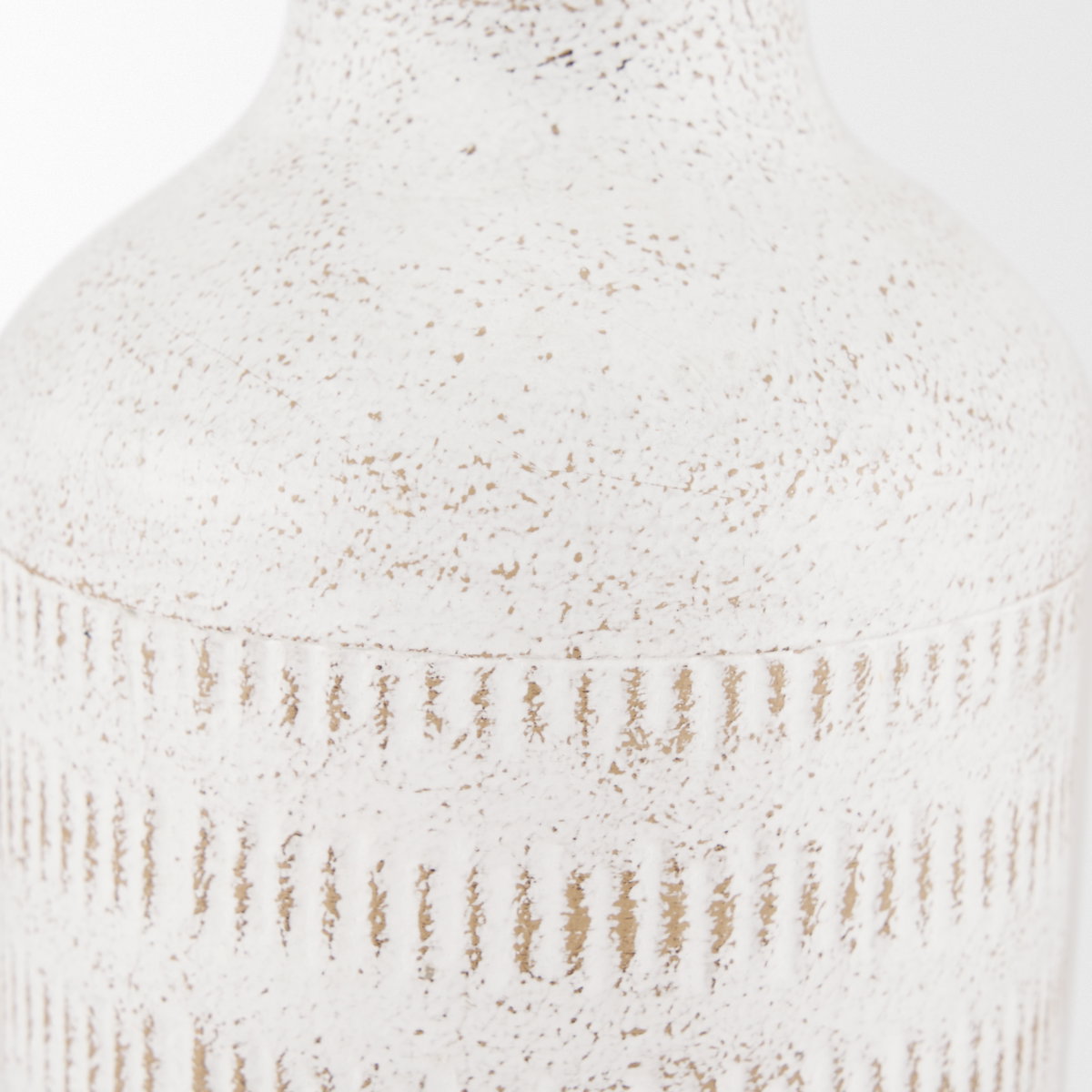 Tisha Small White with Terracotta Distressing Metal Vase, by Mercana, 5.91" length x 5.91" width x 11.42" height View 8