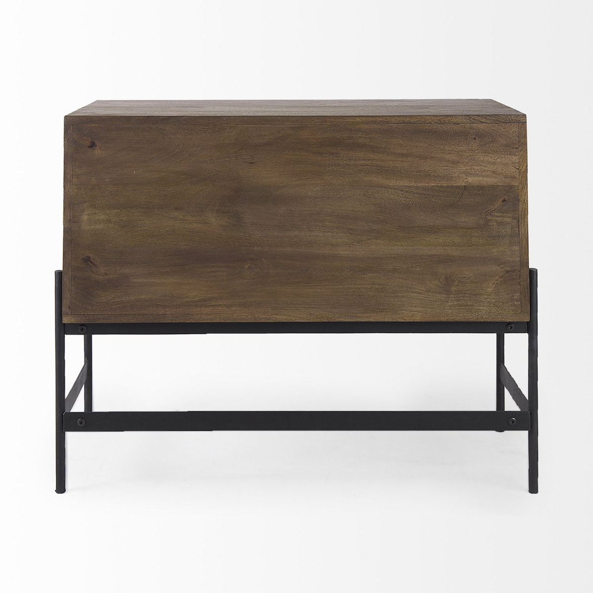 Glenn 38L x 16W x 30H Dark Brown Wood with Black Iron Frame, 2 Door Accent Cabinet, Cabinets & Chest by Mercana, 37.5" length x 16" width x 30" height View 6