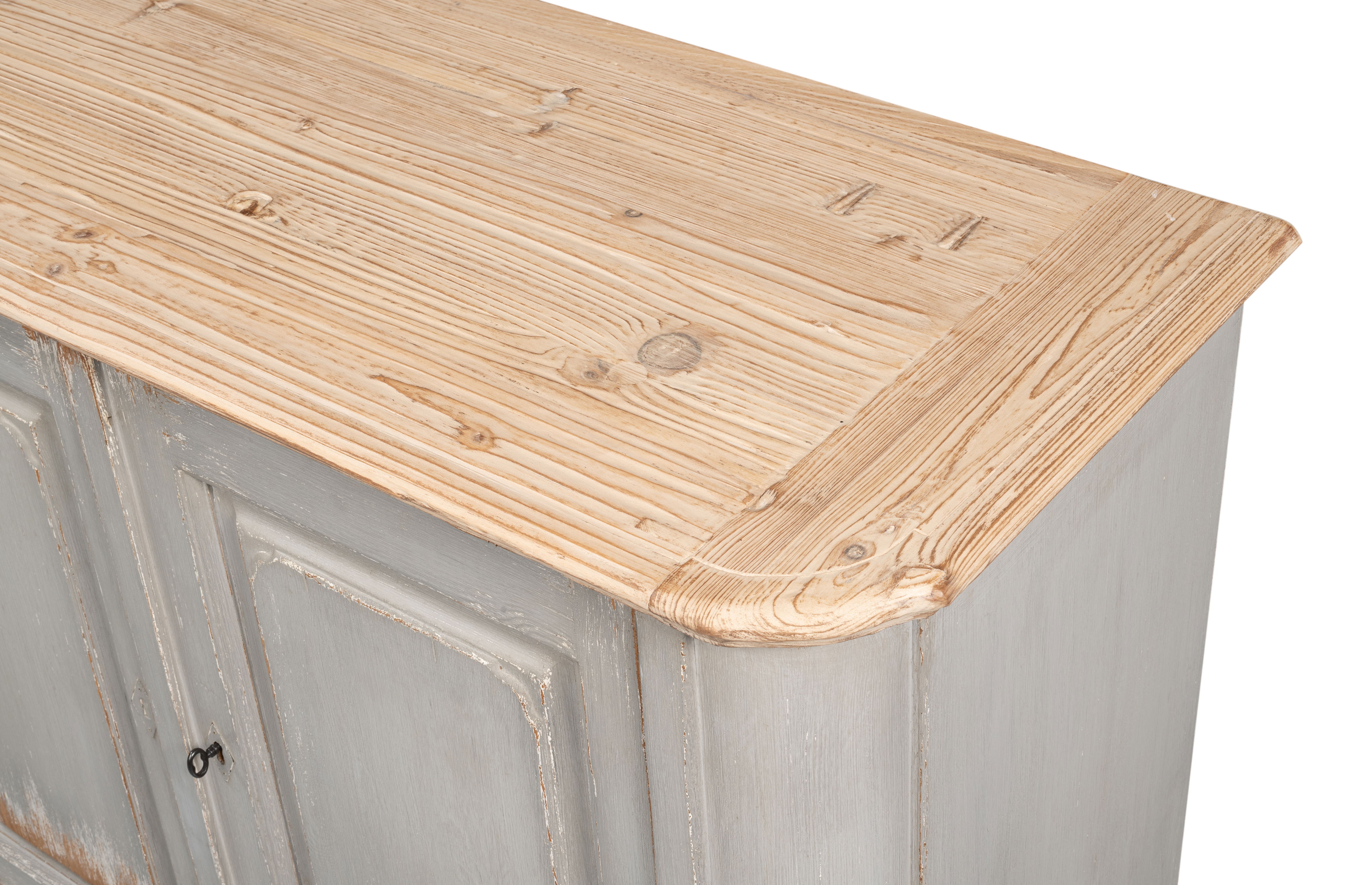 Karlsson Antique Swedish Grey Sideboard, Cabinets & Sideboard by Sarreid, 119" length x 20" width x 36" height View 11