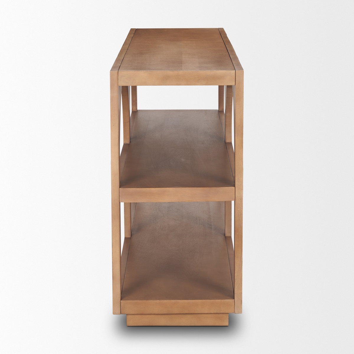 Bela Small Arched Console Table Medium Brown Wood, by Mercana, 54" length x 16" width x 32" height View 6