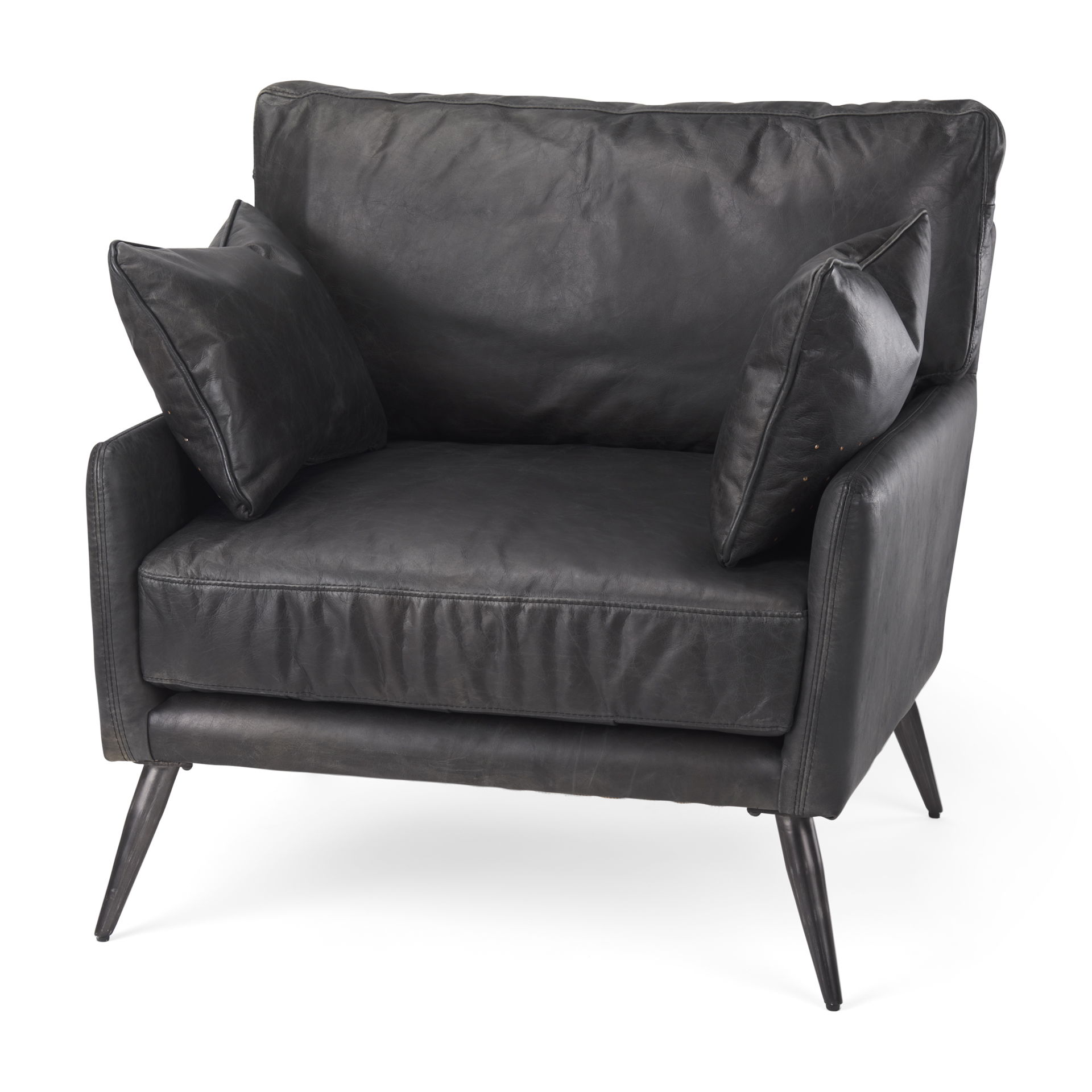 Cochrane  Black Leather Wrapped Chair, Accent Chair by Mercana, 34.5" length x 33" width x 32.5" height View 1
