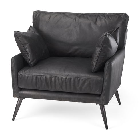 Cochrane  Black Leather Wrapped Chair