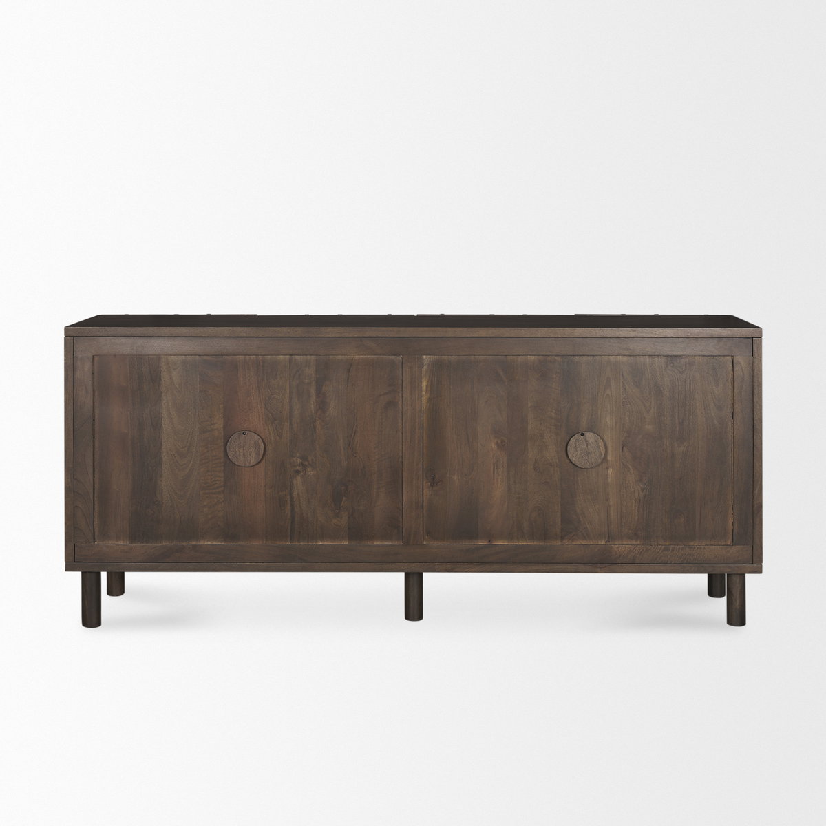 Heera Dark Brown Diamond Motif with Shelf Sideboard, Sideboards & Buffet by Mercana, 71" length x 16.25" width x 32" height View 6
