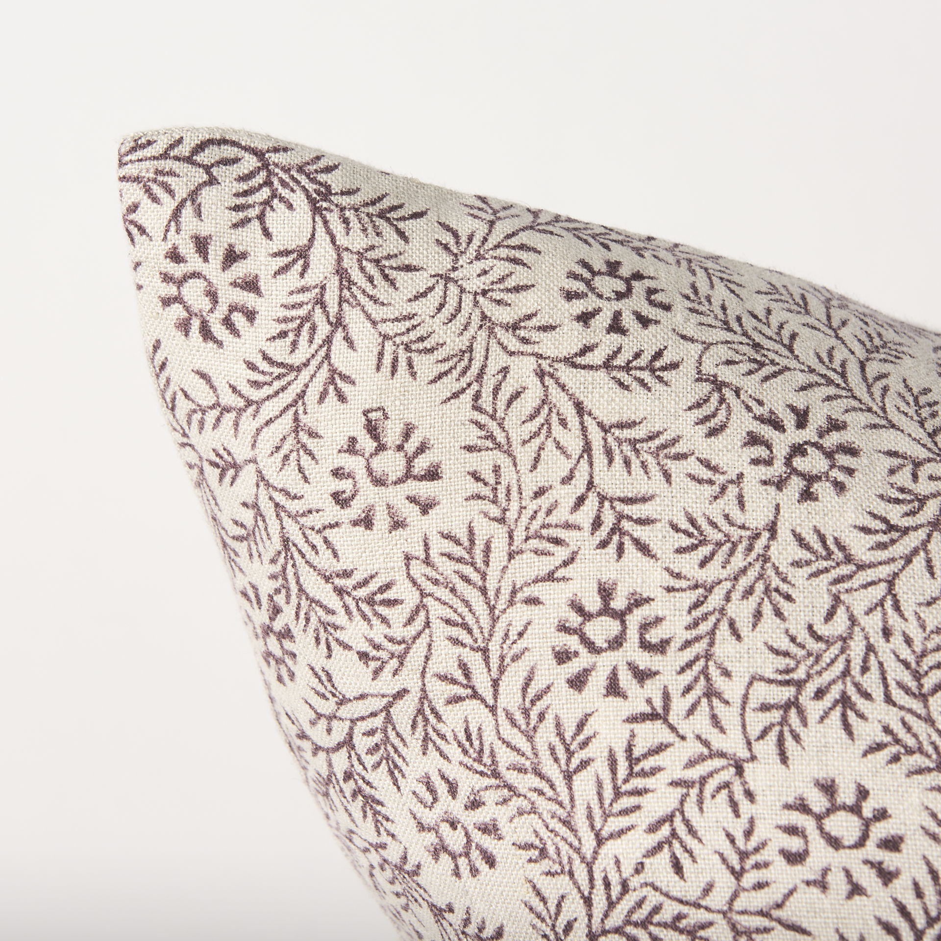 Jayne Beige with Merlot Print Linen Square Decorative Pillow Cover large image 