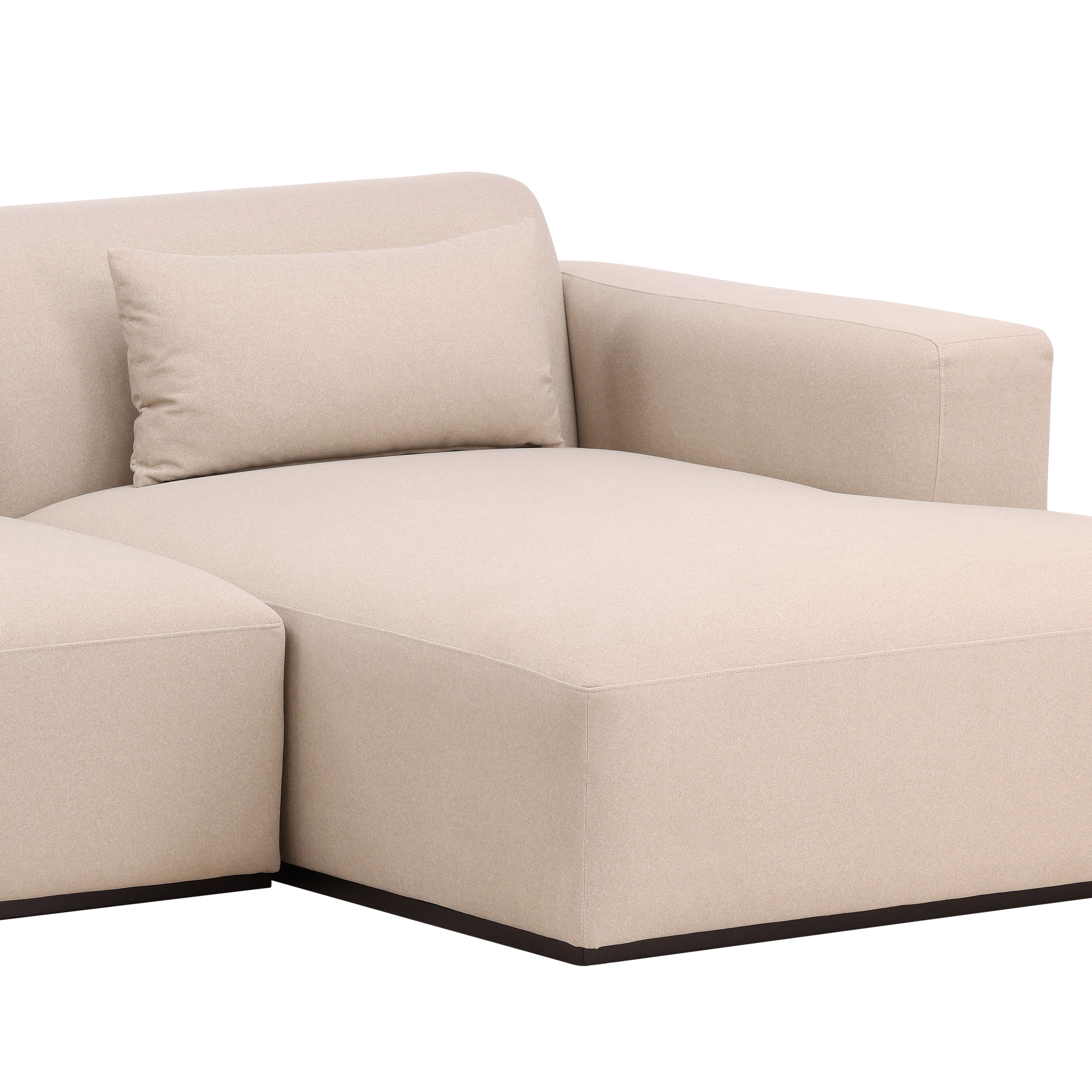 Brooklyn Chaise Sectional  Cream, Sectional Sofa by Dovetail, 134.25" width x 29.5" height x 65" depth View 6