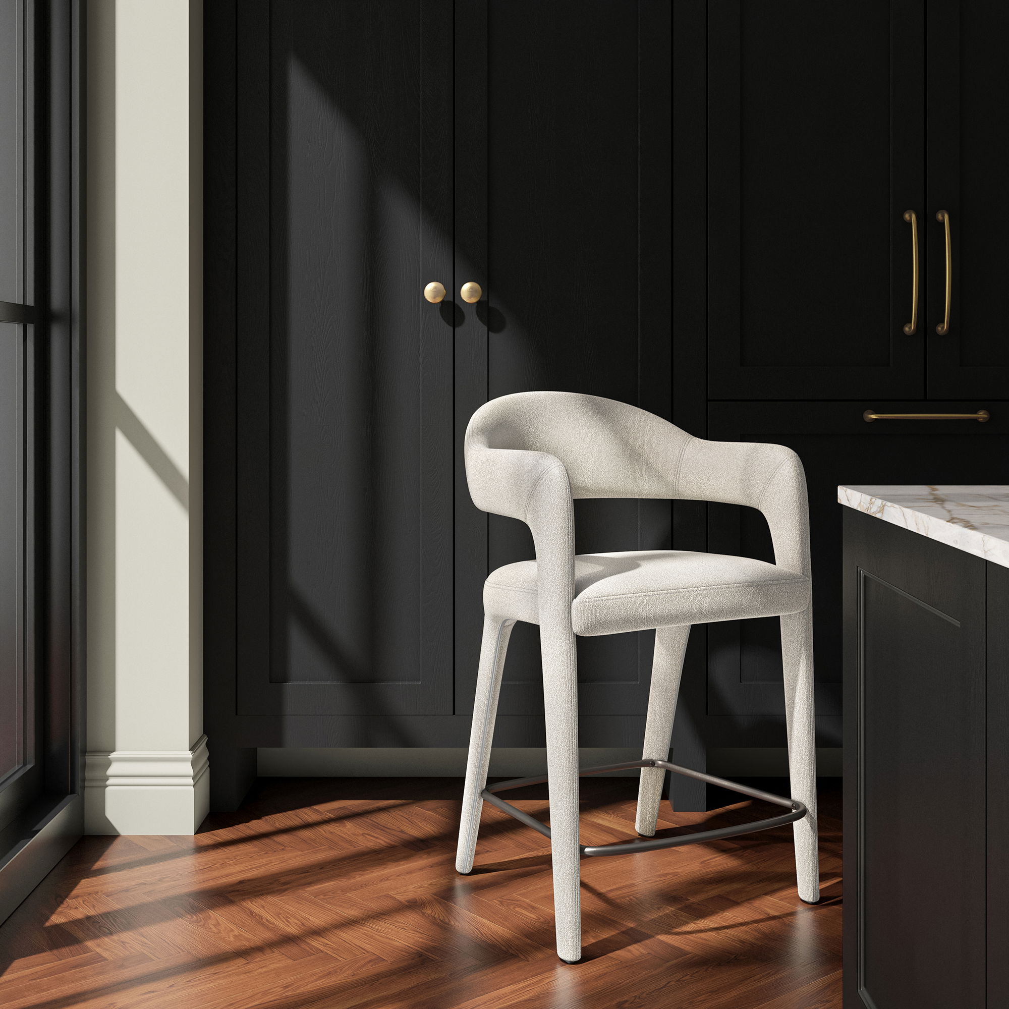 Martens Counter Stool Beige, Counter & Bar Stool by Moe's Home, 23.6" width x 39" height x 23.3" depth View 6