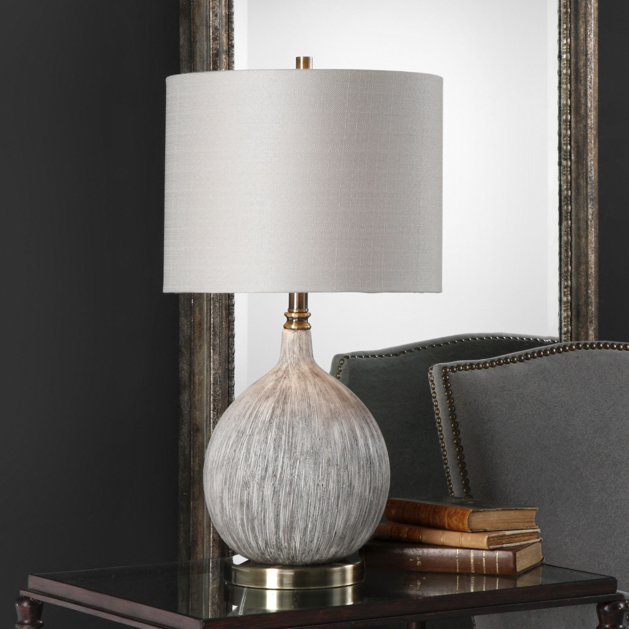 Hedera Textured Ivory Table Lamp large image 