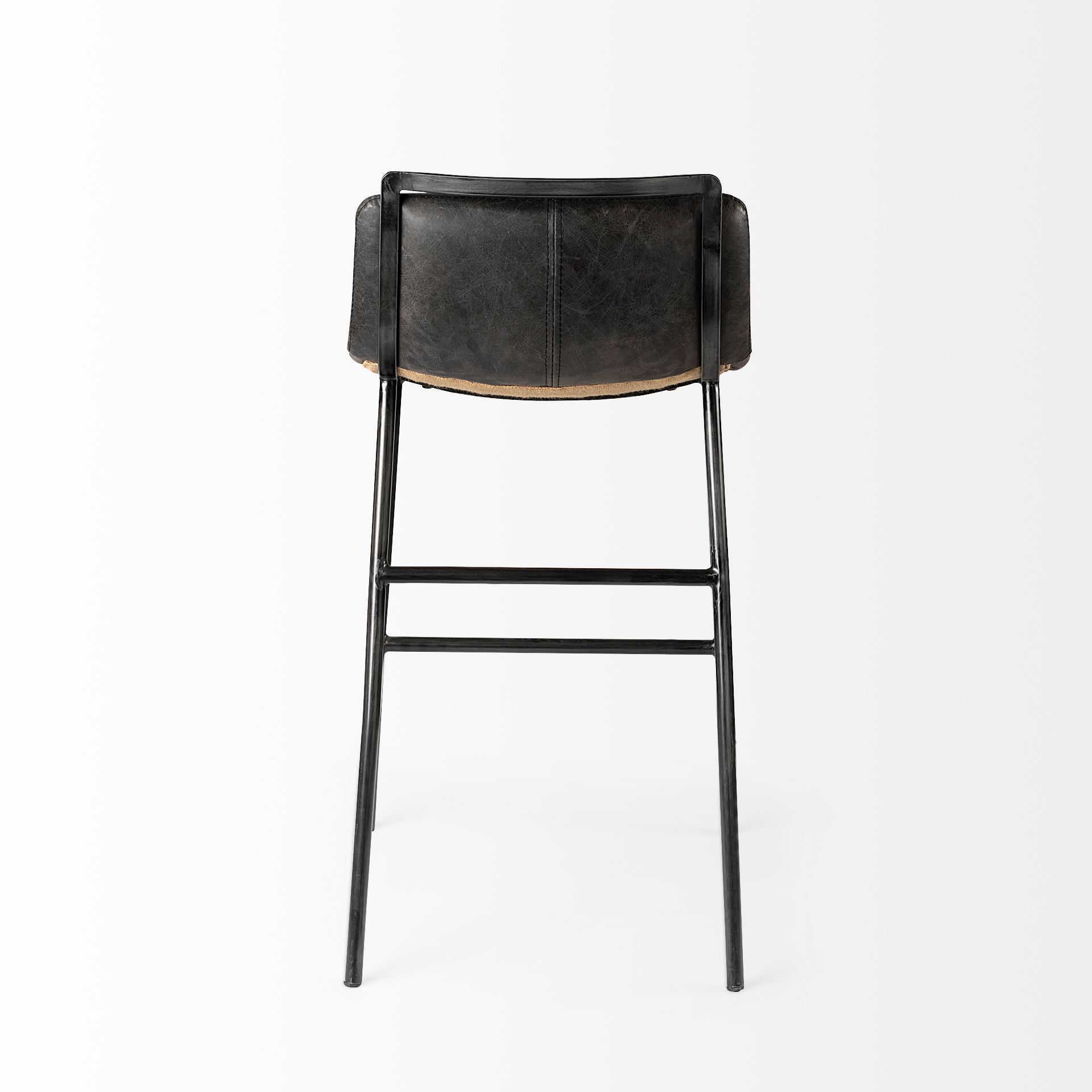 Kavalan 33.5' Total Height Ebony Leather Seat Black Metal Frame Counter Stool large image 