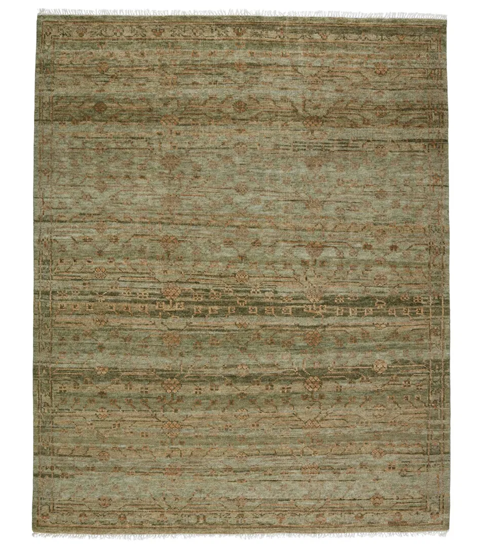 Jaipur Living Augusta JIN04 Handknotted Floral Green and Burnished Gold Area Rug (8'x10') large image 