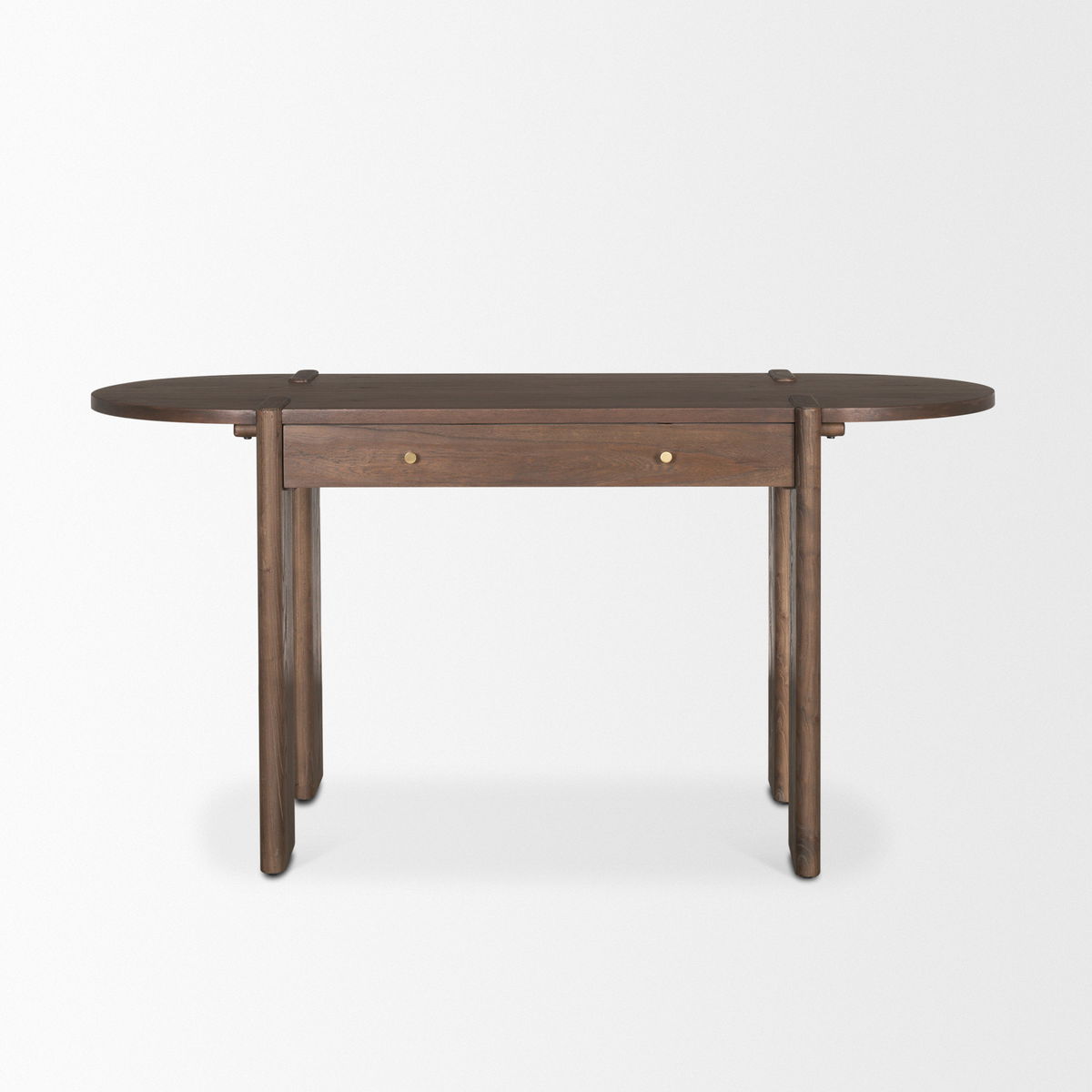 Sohan Dark Brown Elm Wood Oblong Desk, by Mercana, 59" length x 25" width x 30" height View 4