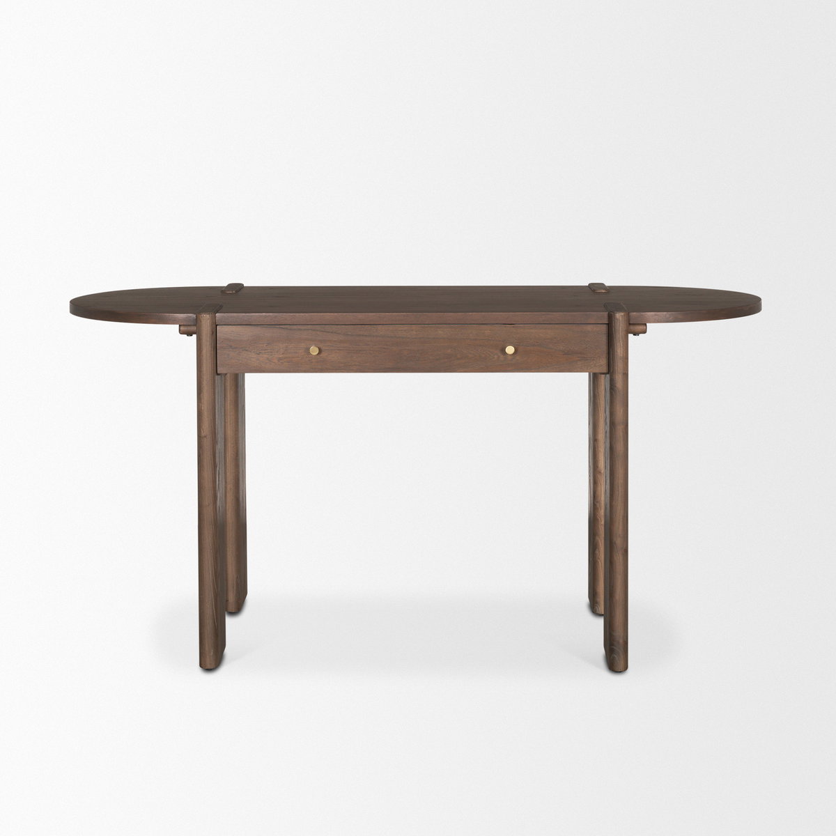 Sohan Dark Brown Elm Wood Oblong Desk, by Mercana, 59" length x 25" width x 30" height View 4
