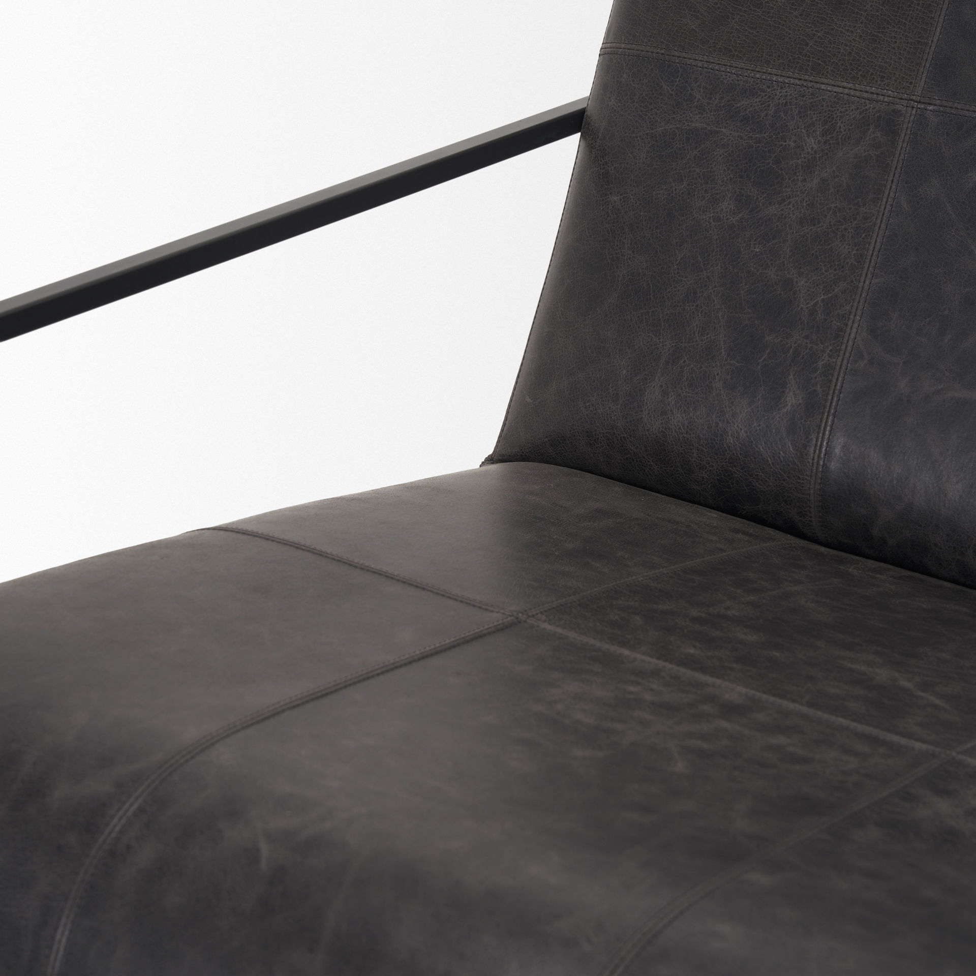 Stratton Gunmetal with Genuine Aged Black Leather Upholstered Accent Chair large image 