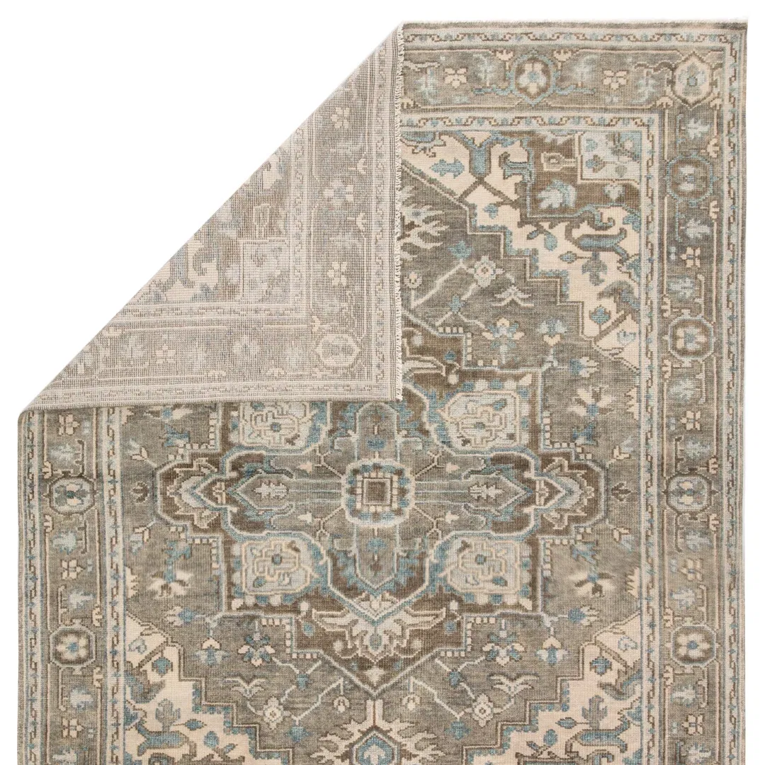 Winter Hand-Knotted Medallion Gray/ Blue Area Rug (7'9'X9'9') large image 