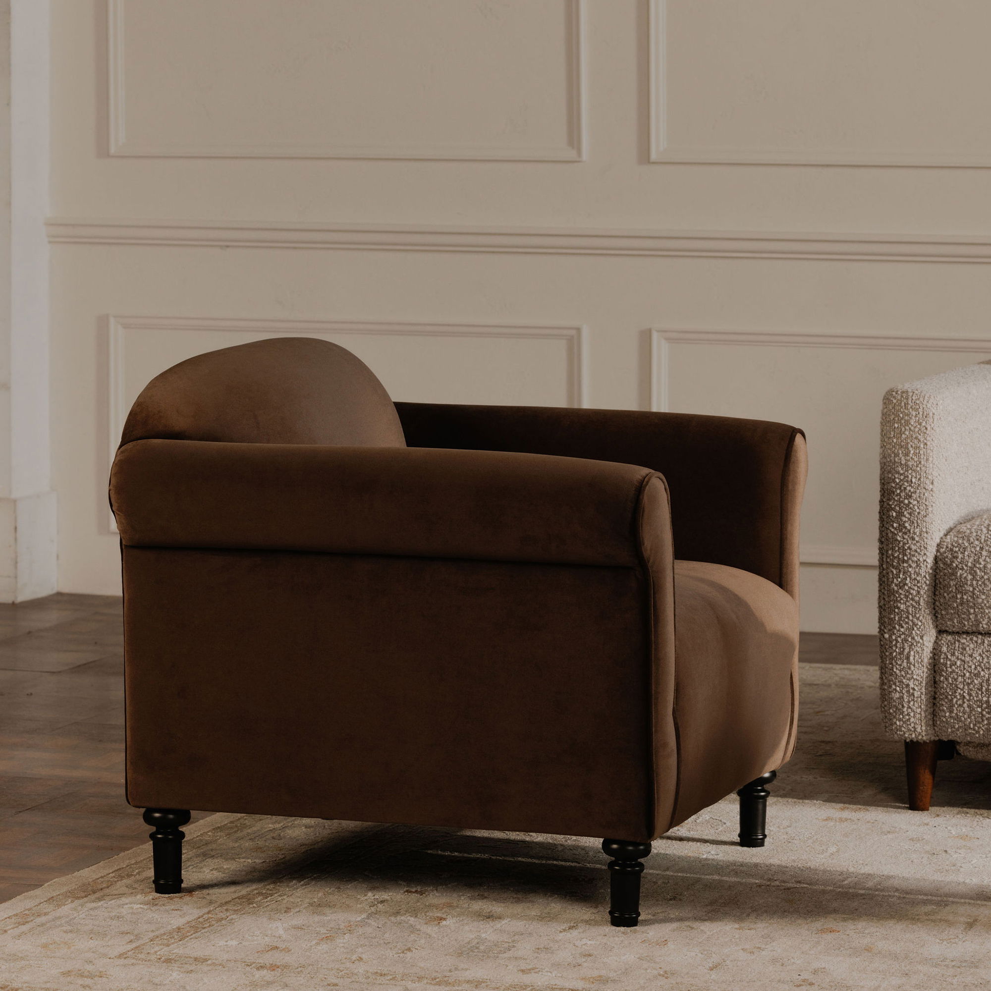 Harmony Accent Chair Dark Brown Faux Mohair large image 