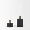Pia Matte Black with Brushed Gold Metal Taper Candleholder (Set of 2) thumbnail 3