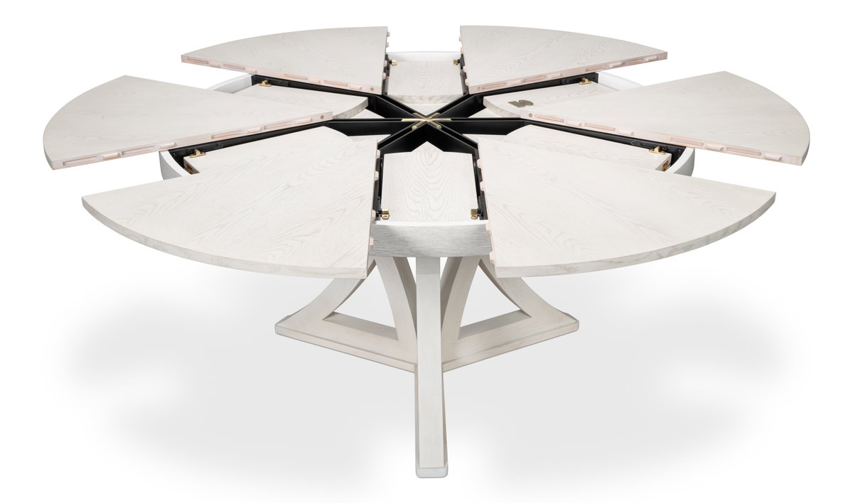Casual Jupe Dining Table Workingwhite Md, by Sarreid, 4'7" length x 4'7" width x 2'6" height View 4