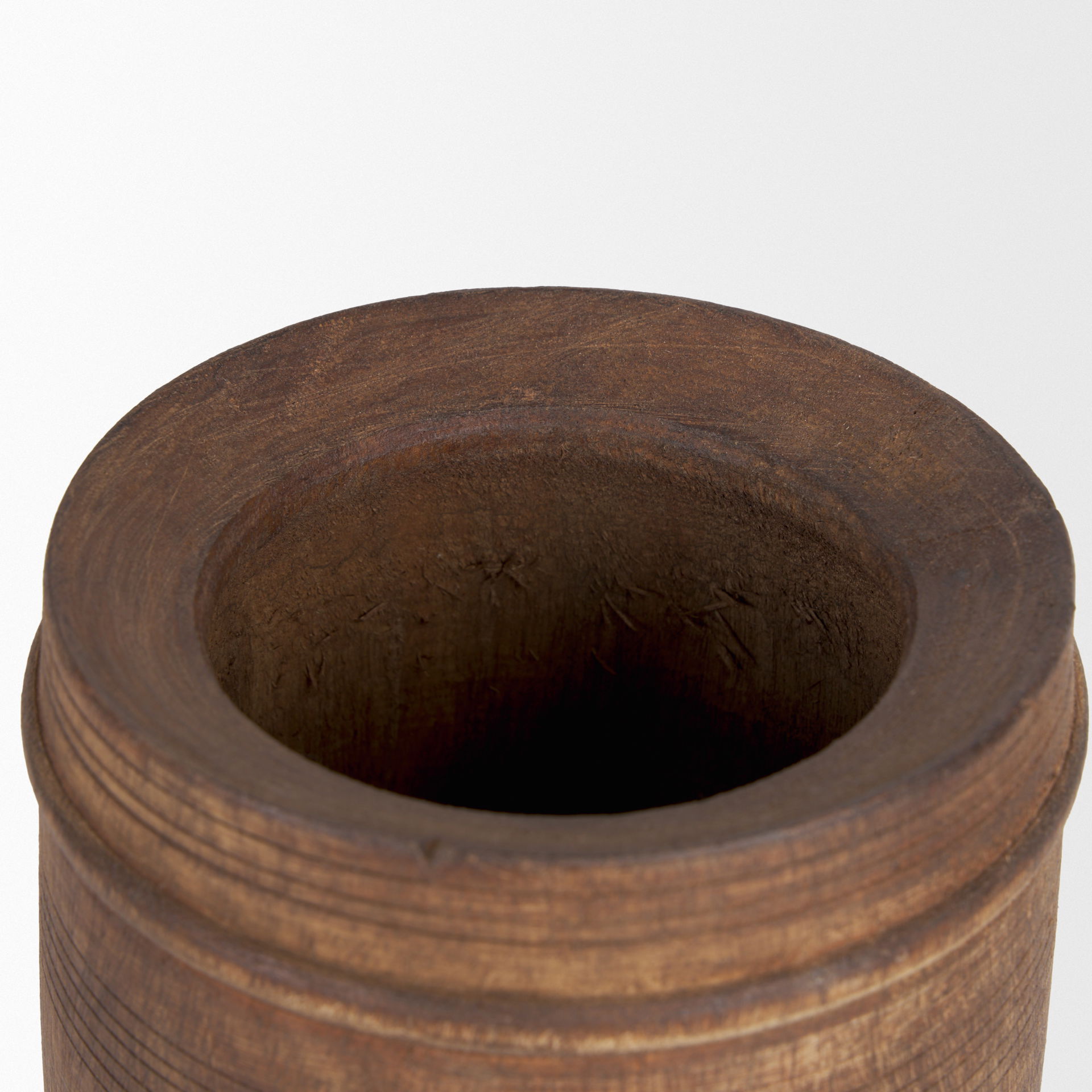 Porta Small Medium Brown Reclaimed Wooden Pot, Vase by Mercana, 4.75" length x 4.75" width x 9" height View 4