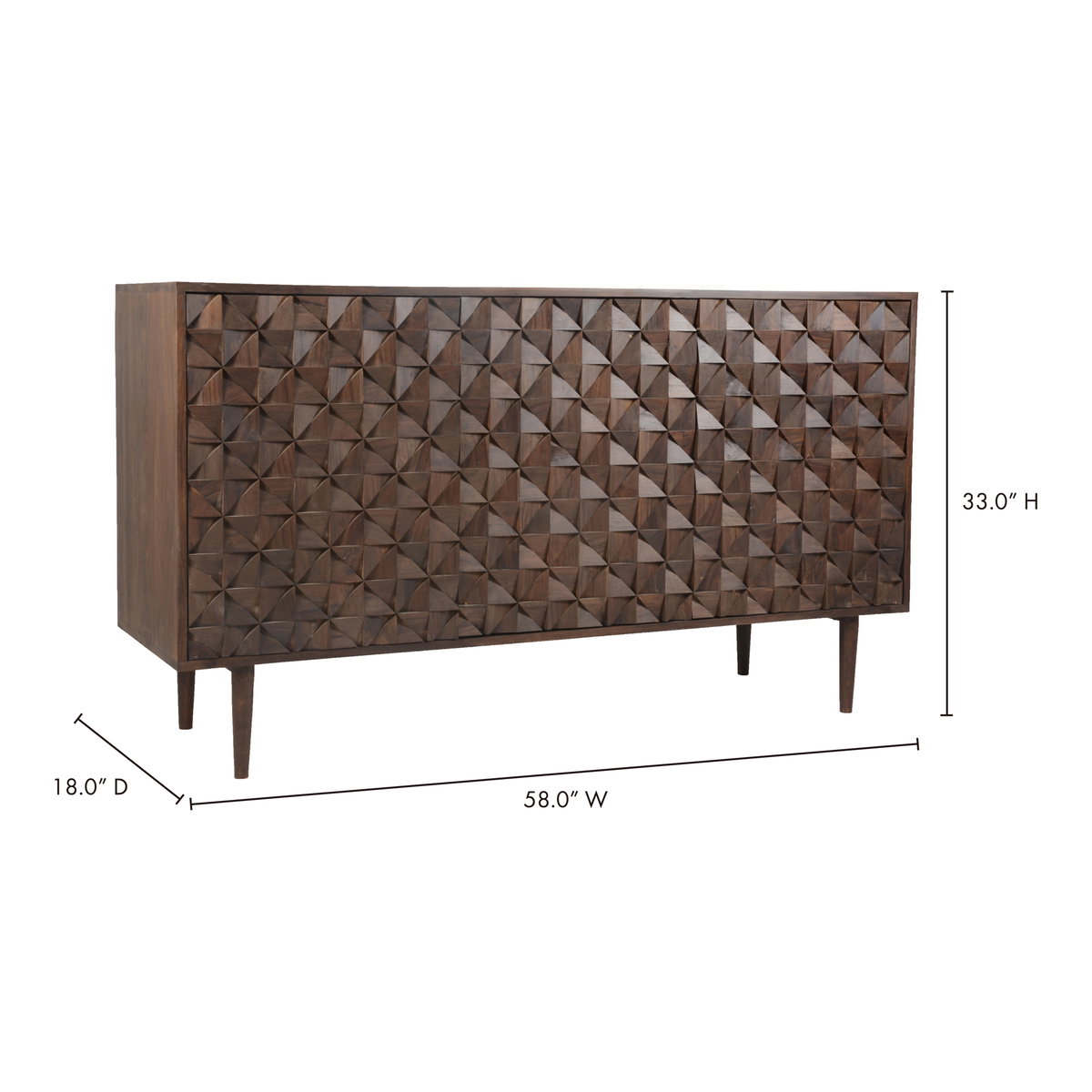 Pablo 3 Door Sideboard Dark Brown, Cabinets & Sideboard by Moe's Home, 58" width x 33" height x 18" depth View 8