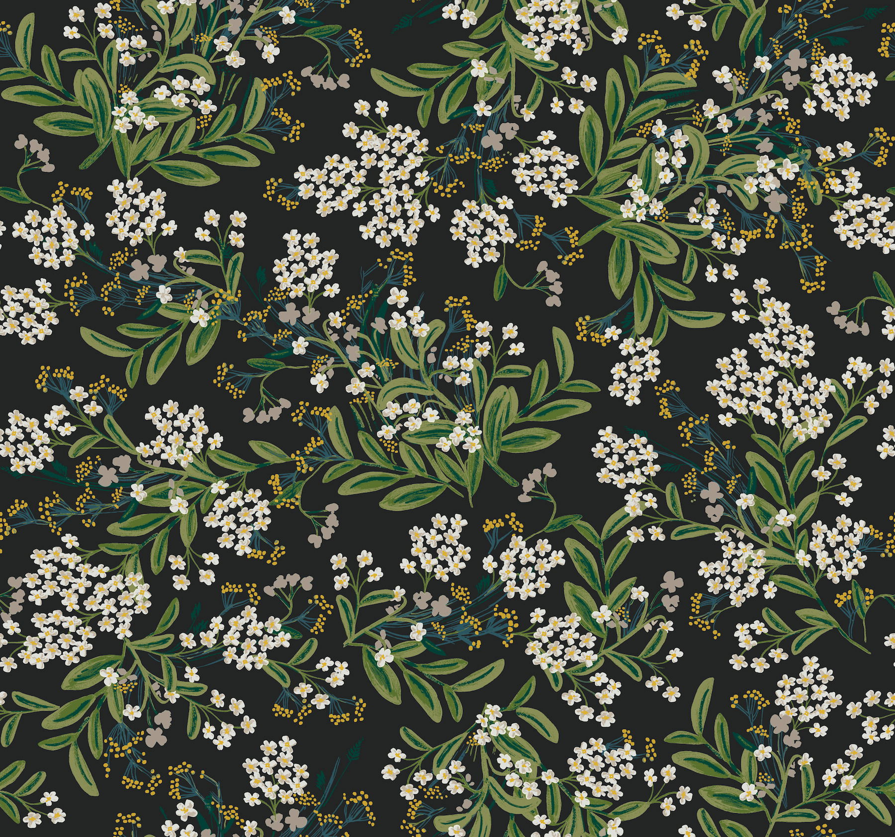 Cornflower Black & Green Wallpaper, by York Wall, 27' length x 2'3" width x 0.02" depth View 1