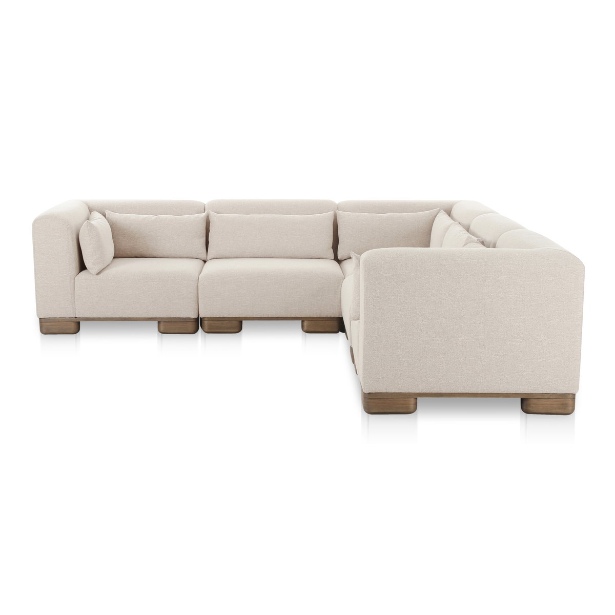 June Classic L-shaped Modular Sectional Oatmeal, Sectional Sofa by Moe's Home, 115" width x 30" height x 115" depth View 1